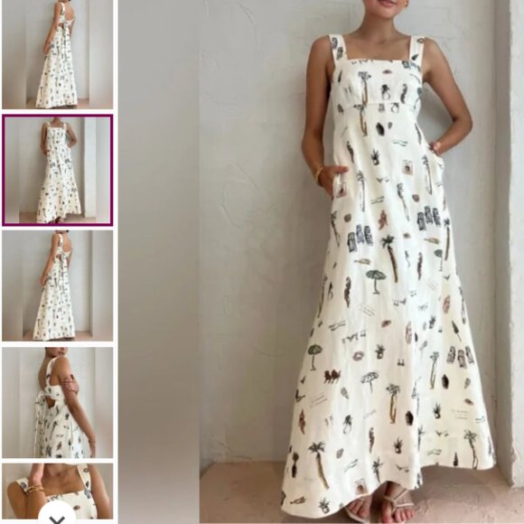 🌴 Commense Tropical Print Knotted Long Dress – Size M (NWOT) - Picture 2 of 9